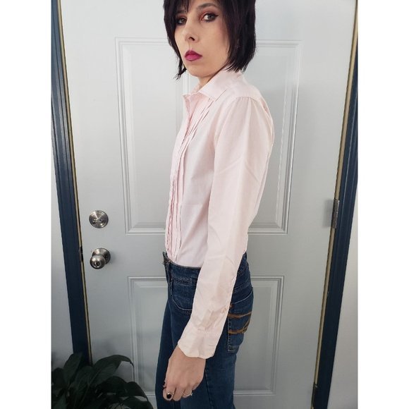 Vintage 70s/80s Pink Pleated Button Down - Picture 2 of 4